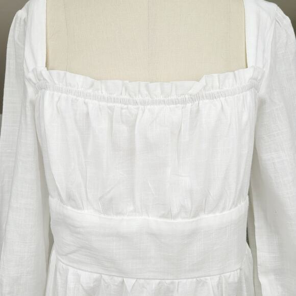 NWT Altar'd State Cotton Ruffled Tiered Mini Dress Size L White Boho Chic Flowy - Picture 5 of 14